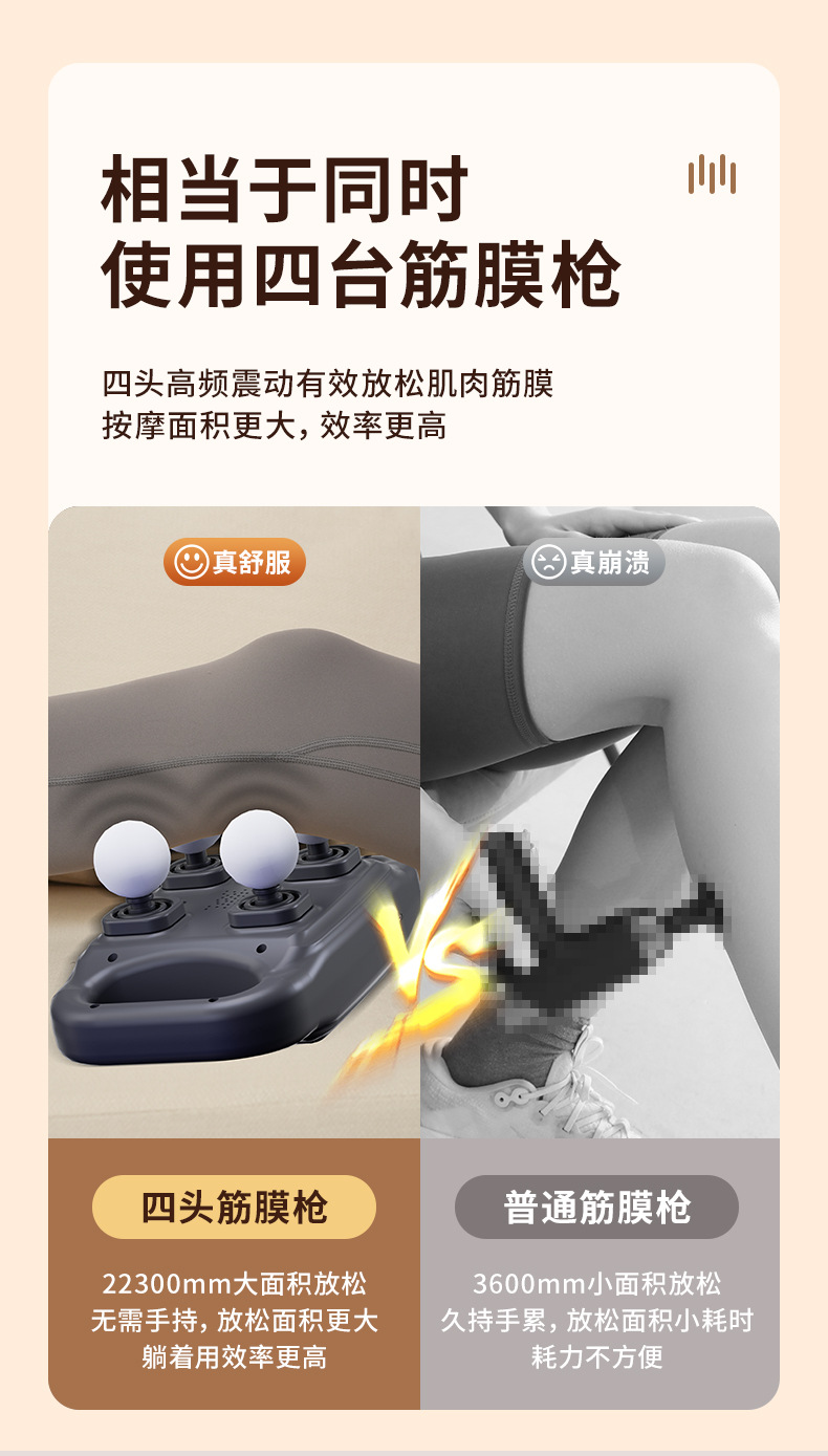 跨境充电四头筋膜枪按摩器专业级腰背深层高频震动肌肉放松按摩枪详情6