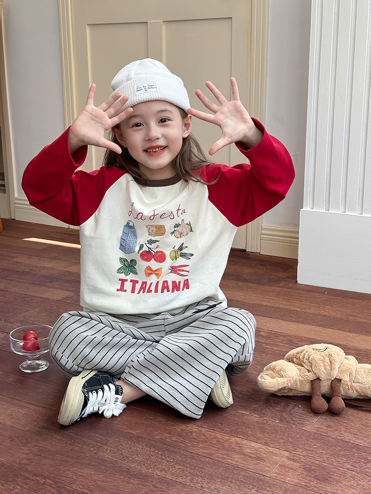 2024秋季新款儿童秋装长袖T恤上衣女童宝宝230克卡通插肩打底衫潮详情29