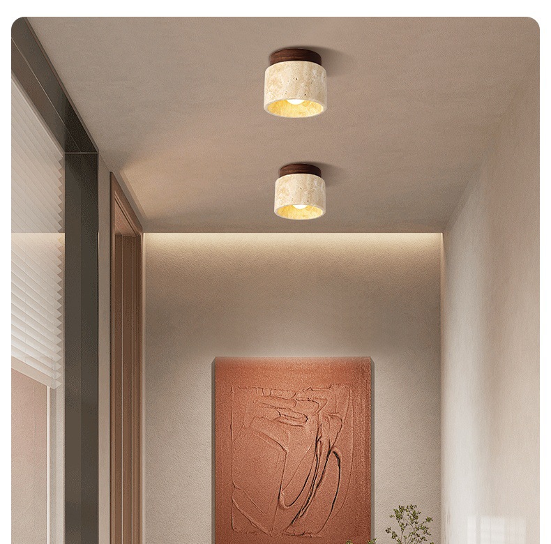 Japanese-style wabi-sabi ceiling lamp, yellow cave stone designer, retro and creative, entrance corridor, passageway, foyer, balcony small lamp pic 15
