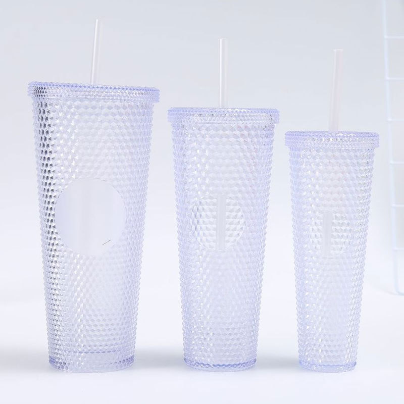 Cross-border durian cup three-piece set, two-piece set, double-layer, single-layer, large-capacity, prickly straw, plastic cup, custom logo pic 9