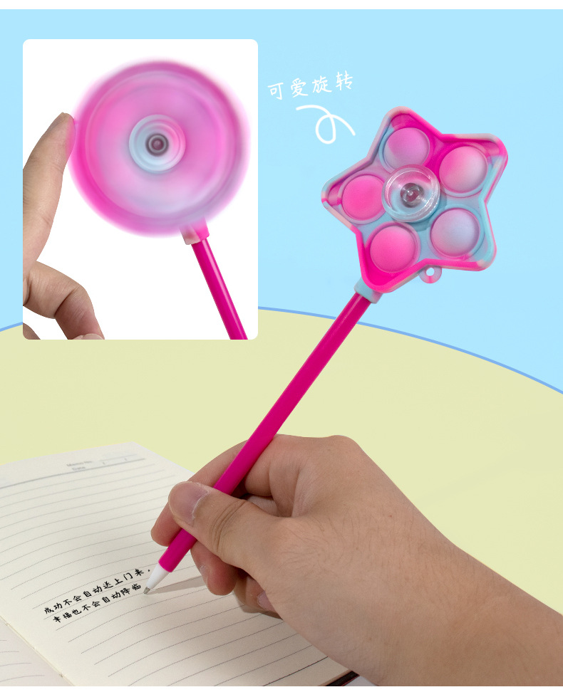 漫威元素马卡龙泡泡硅胶指尖陀螺旋转签字笔解压文具批发中性笔潮流创意详情10