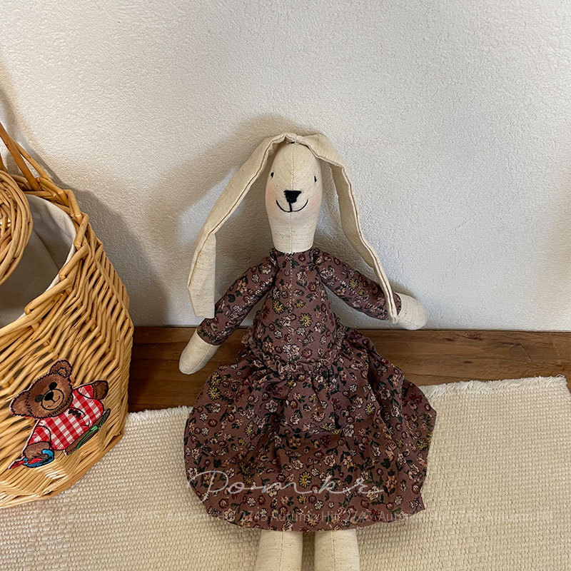 新款韩系碎花裙兔兔手工棉麻儿童安抚玩具ins居家摆件生日礼物女详情9