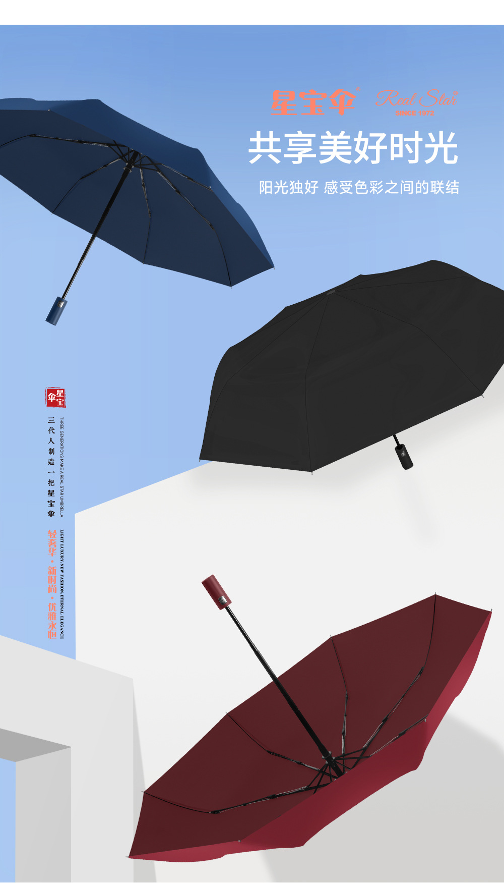 【外贸】新款三折自开收碰击布雨伞55cm21吋8K自动雨伞 umbrella详情4