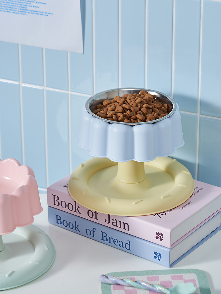 Pet stainless steel anti-knock cat food plate, high rack bowl, pet birthday bowl, dog rice bowl, detachable and easy to clean pic 12