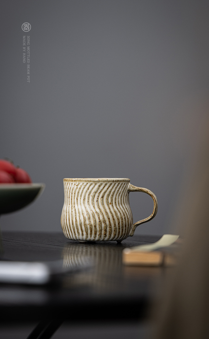 侘寂粗陶复古咖啡杯水杯手捏陶瓷高颜值陶瓷杯茶咖杯下午茶马克杯详情5