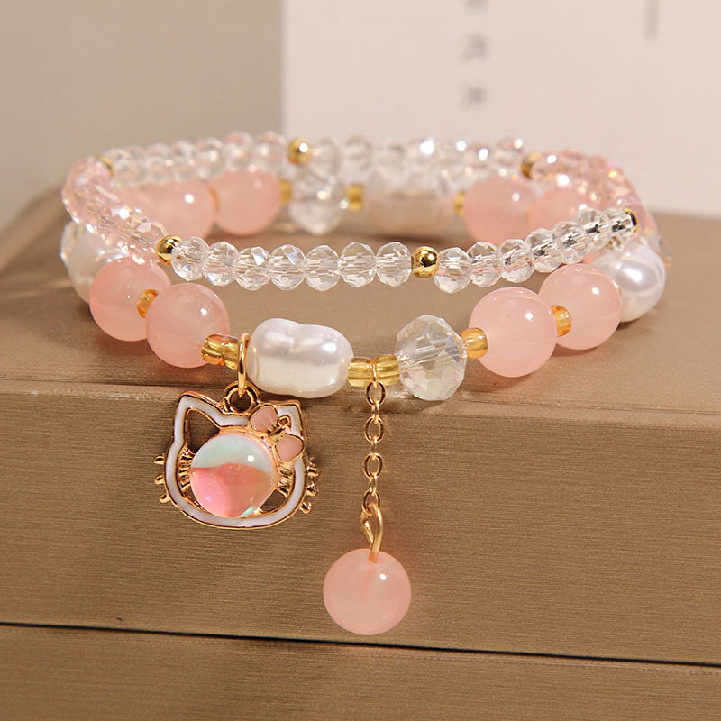 韩国小清新可爱猫咪女童手链网红小女孩水晶手串少女闺蜜学生手环详情2