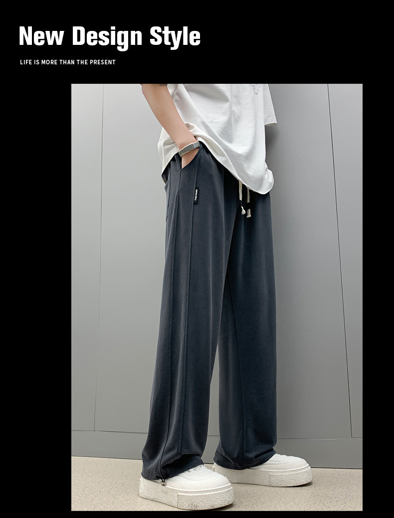 铜氨丝裤子男新款夏季冰丝垂感休闲裤宽松抽绳运动裤男士直筒长裤详情10