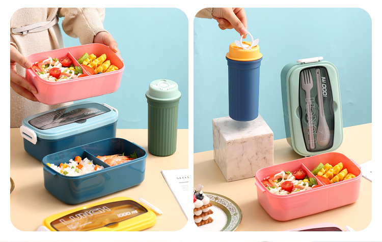 ins Cross-border lunch box set: bento box, light food, salad box, sauce box, student and office worker picnic box, separated pic 19