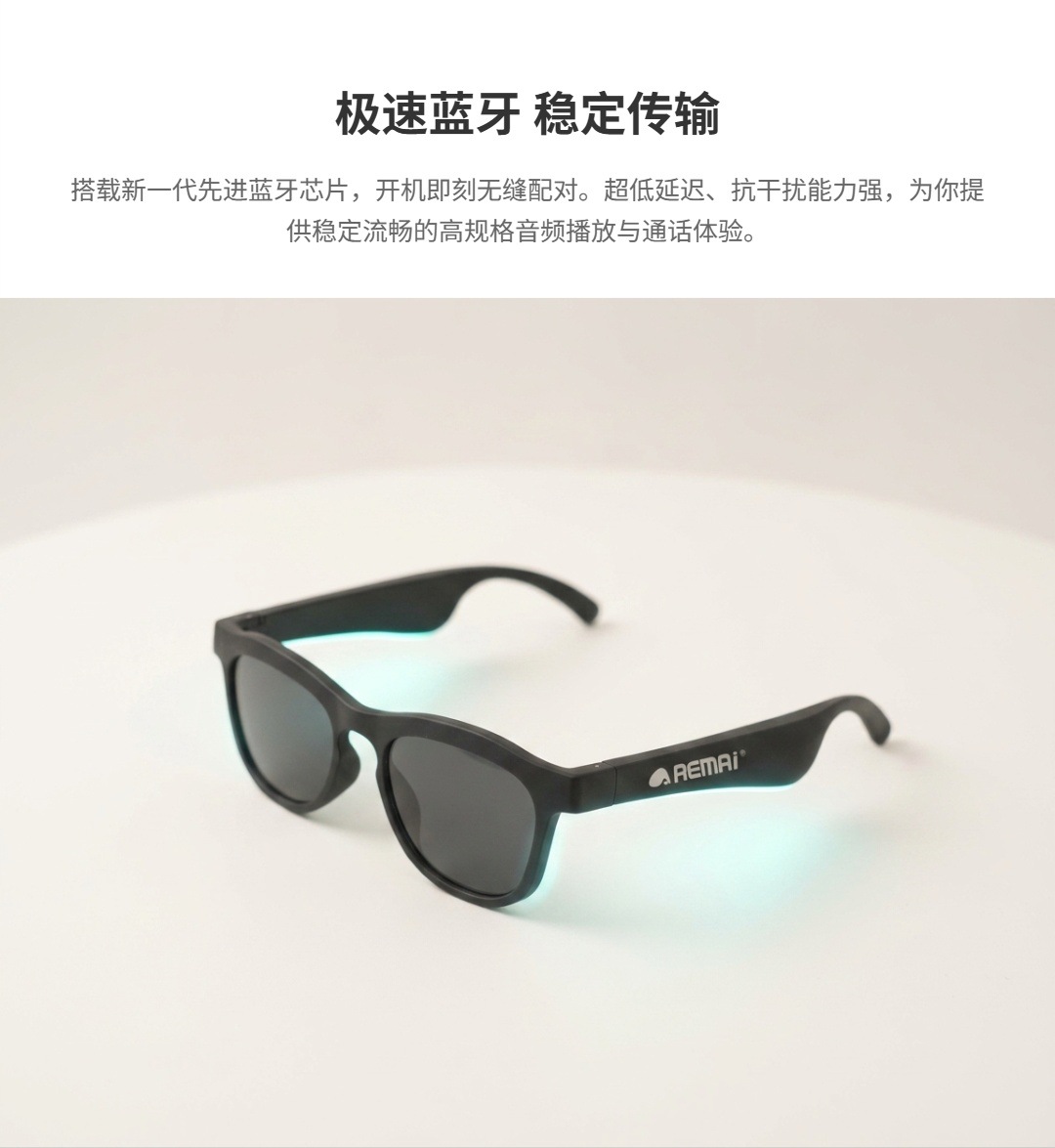 黑色智能蓝牙AI眼镜 支持语音控制实时翻译高清显示详情9