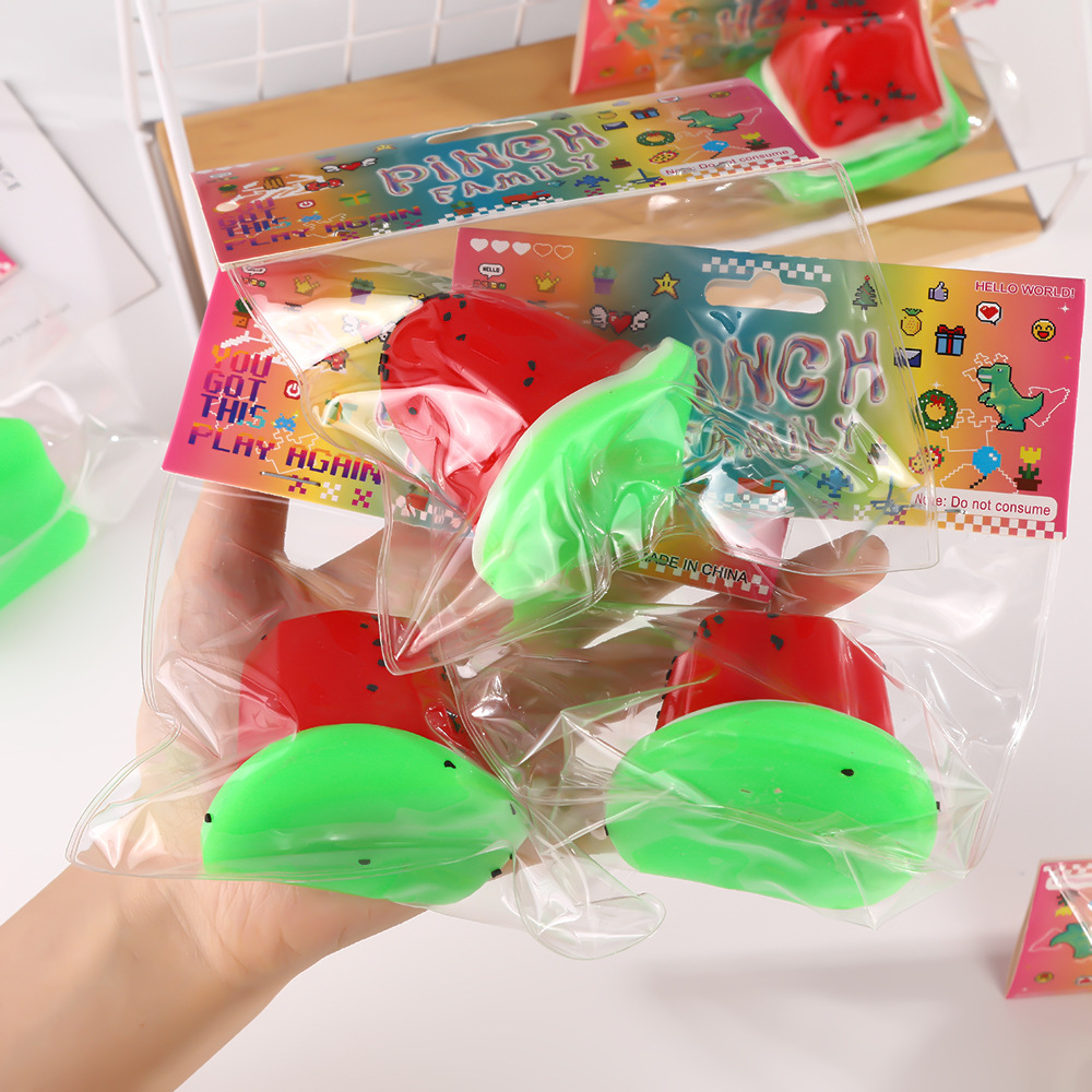 Fun Watermelon Jelly Kneading Fun, a popular imitation pudding, stress-relieving toy, slow rebound, release stress relief, food and play pic 2