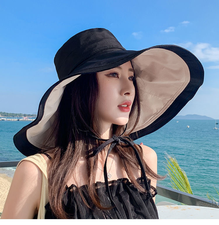 超大檐渔夫帽大沿女夏遮脸双面加大帽檐遮阳防晒帽子防紫外线太阳详情9