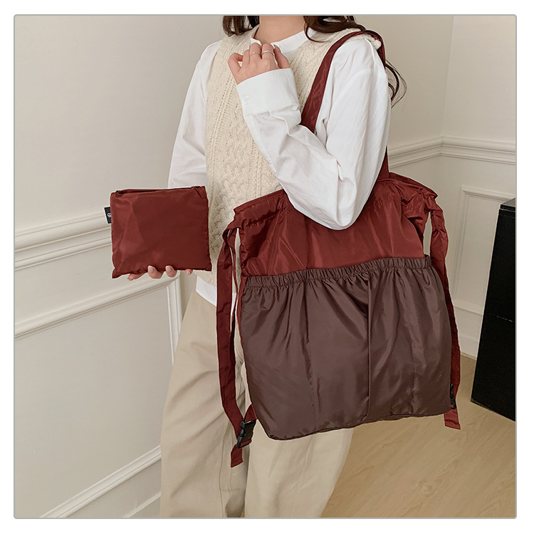 新款单肩包托特双肩折叠包手提简约通勤大容量时尚便携详情32