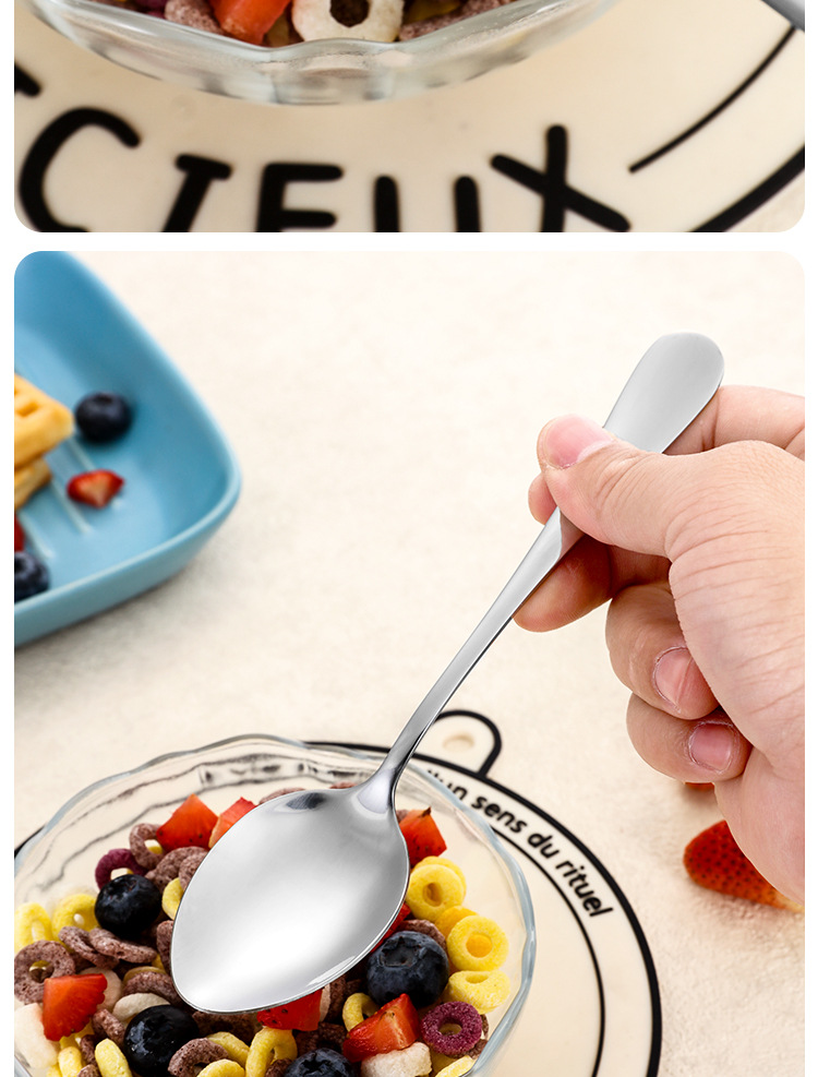 1010不锈钢勺子家用吃饭勺汤勺儿童喂养勺酒店西餐餐具咖啡勺批发详情9