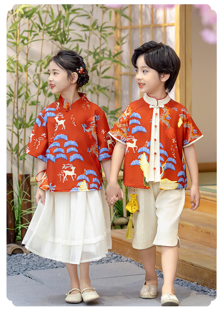 童装男童夏季短袖汉服套装儿童两件套宝宝中国风国潮唐装网红表演详情10