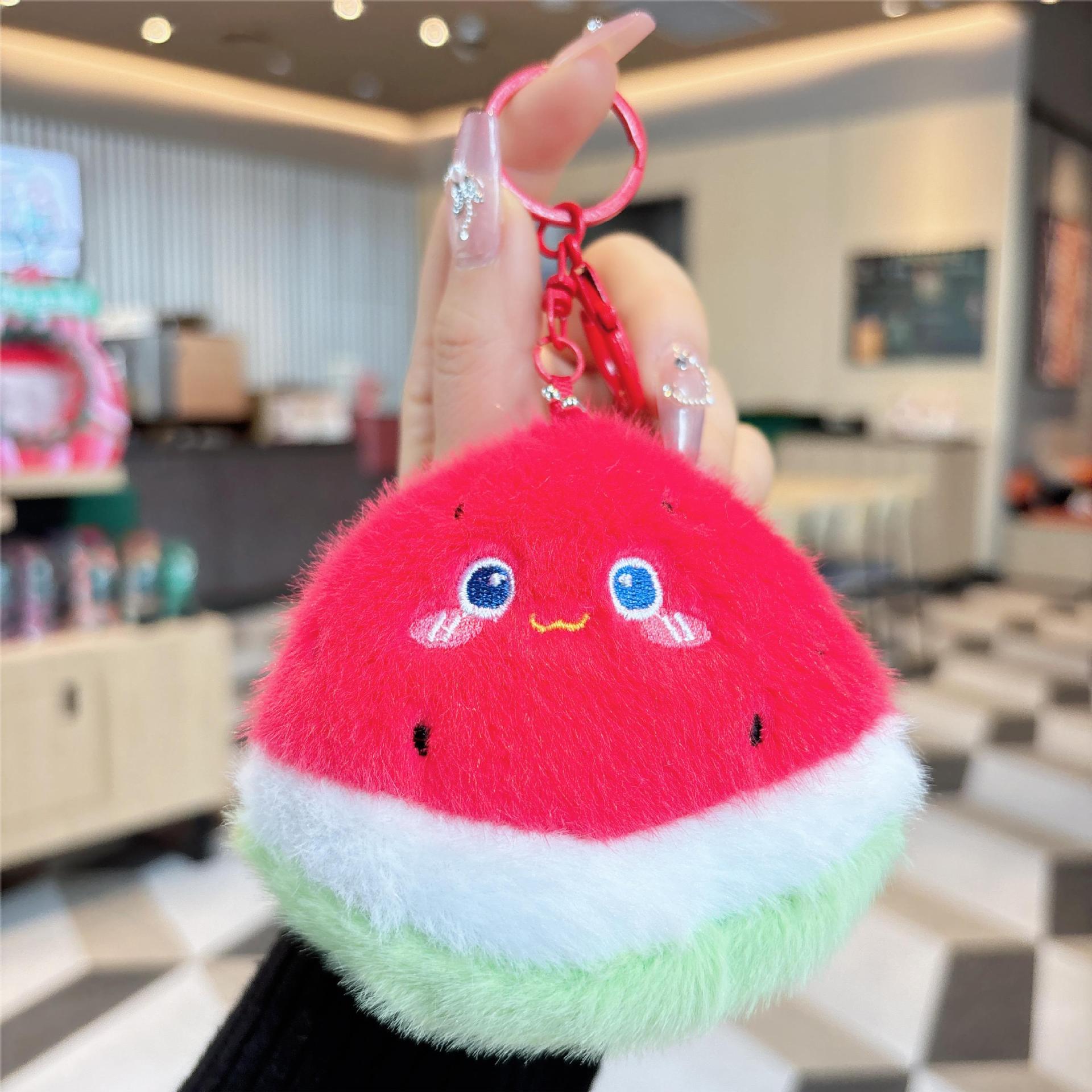 创意水果美食毛绒钥匙扣肉夹馍卡通儿童书包钥匙链可爱少女包挂饰详情33