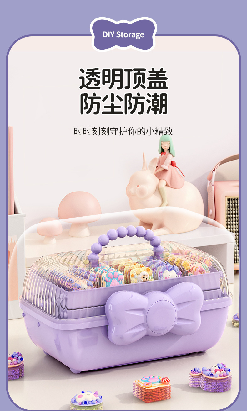 ll三层手提咕卡收纳盒大容量学生文具盒儿童女孩diy手账贴纸赵详情6