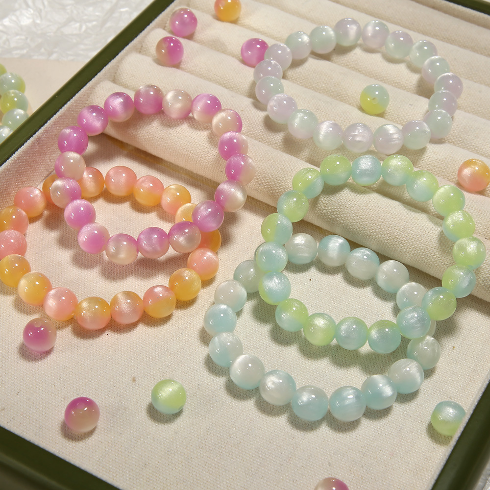 夏至双色仿猫眼石树脂圆珠散珠手工diy手链手串串珠珠子饰品配件详情2