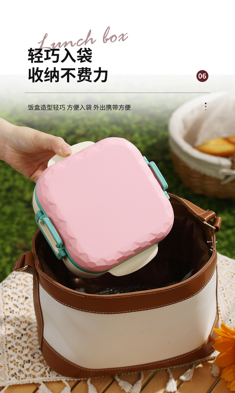 Nordic InS-style modern sealed lunch box, student dormitory bento box with lid, multi-functional compartments bowl with fork and spoon pic 33