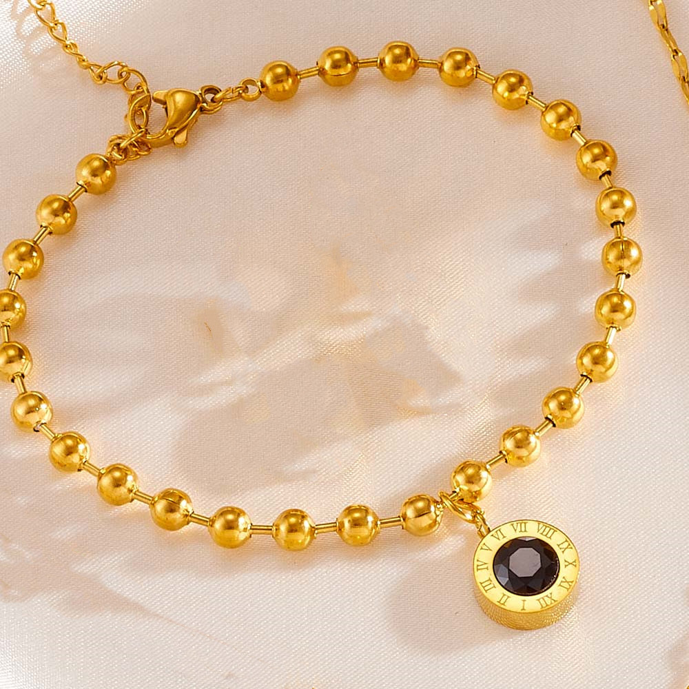 跨境时尚罗马套装不锈钢保色项链手链耳扣简约钛钢不掉色罗马首饰套装详情12