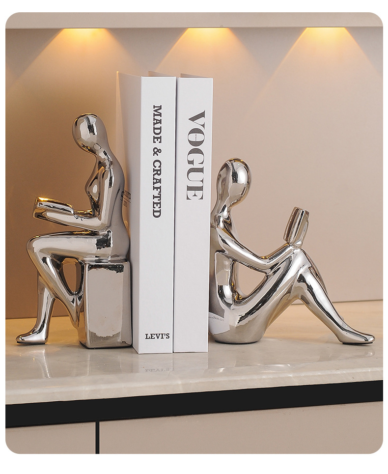 Light luxury ornaments, high-end modern bookends, figure ornaments, home living room, TV, wine cabinet, office and study decorations pic 6