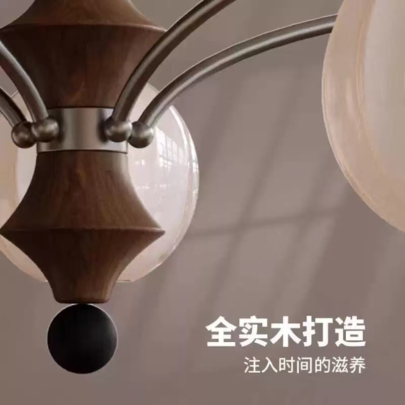 美式复古风卧室吊灯法式中古高级感实木设计师款艺术灯具.详情7