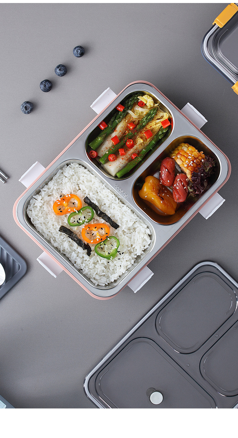 304 stainless steel lunch box, compartment-sealed, student lunch box, cafeteria, children, office workers, dormitory bento box, gift pic 18