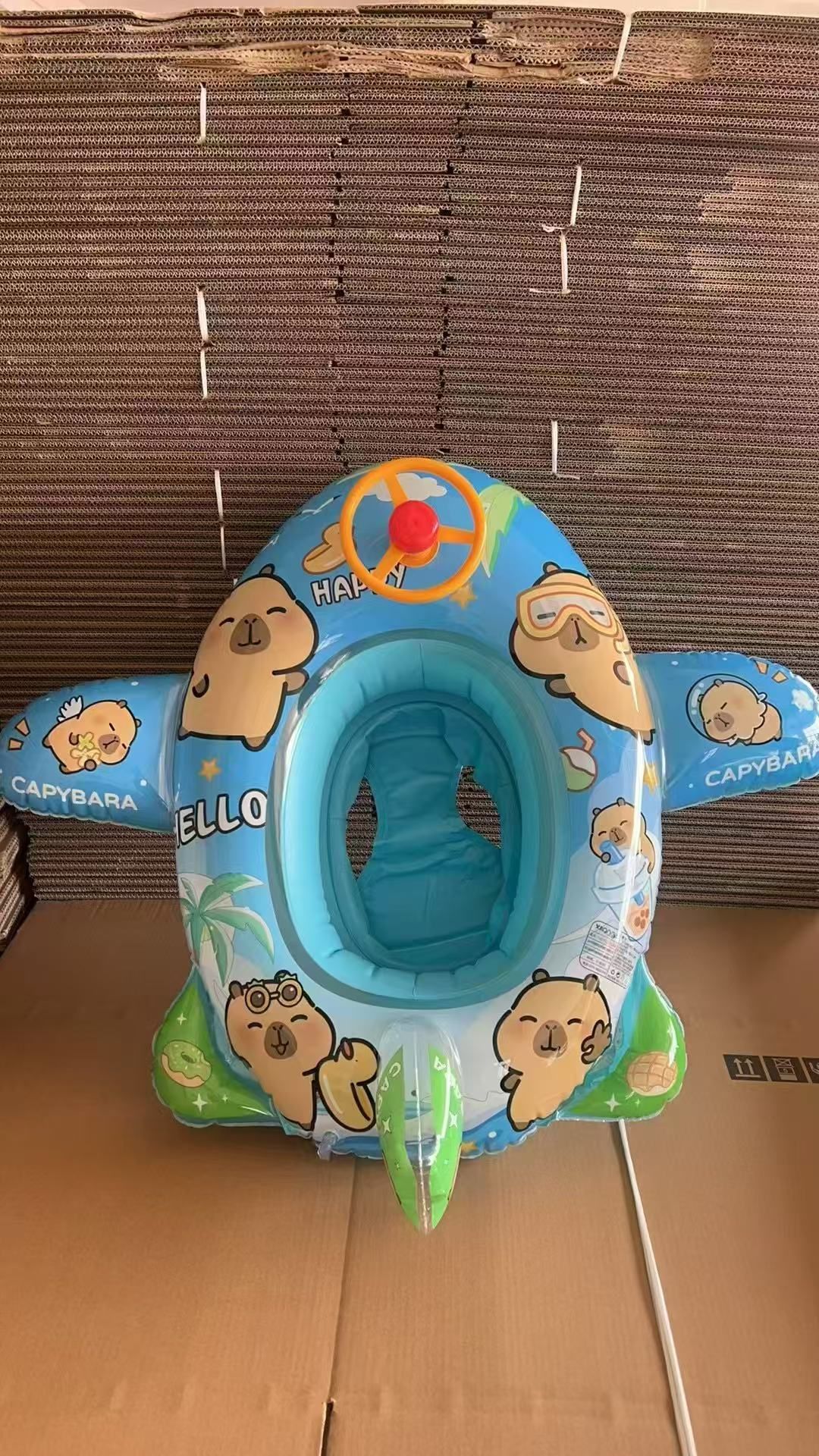 厂家现货新款冰雪奇缘奥特曼草莓熊儿童水上充气坐艇游泳圈批发卡通气模玩具详情6