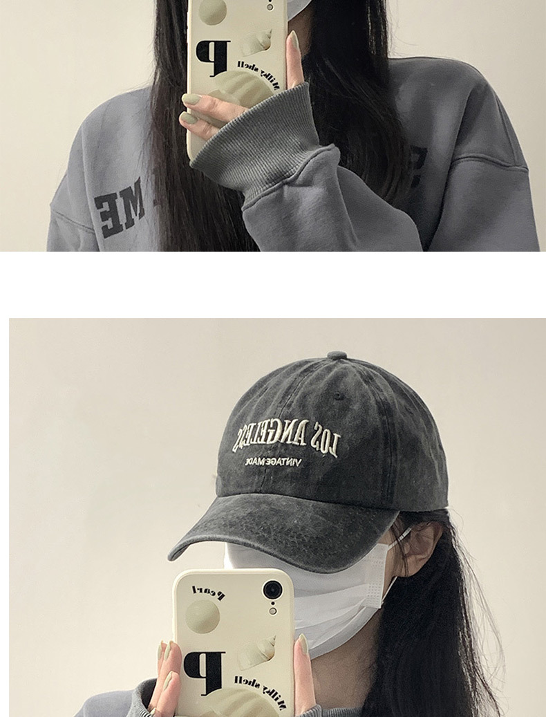 ins retro grey baseball cap for women, summer American-style washed head, trendy, versatile and face-enhancing small baseball cap pic 8