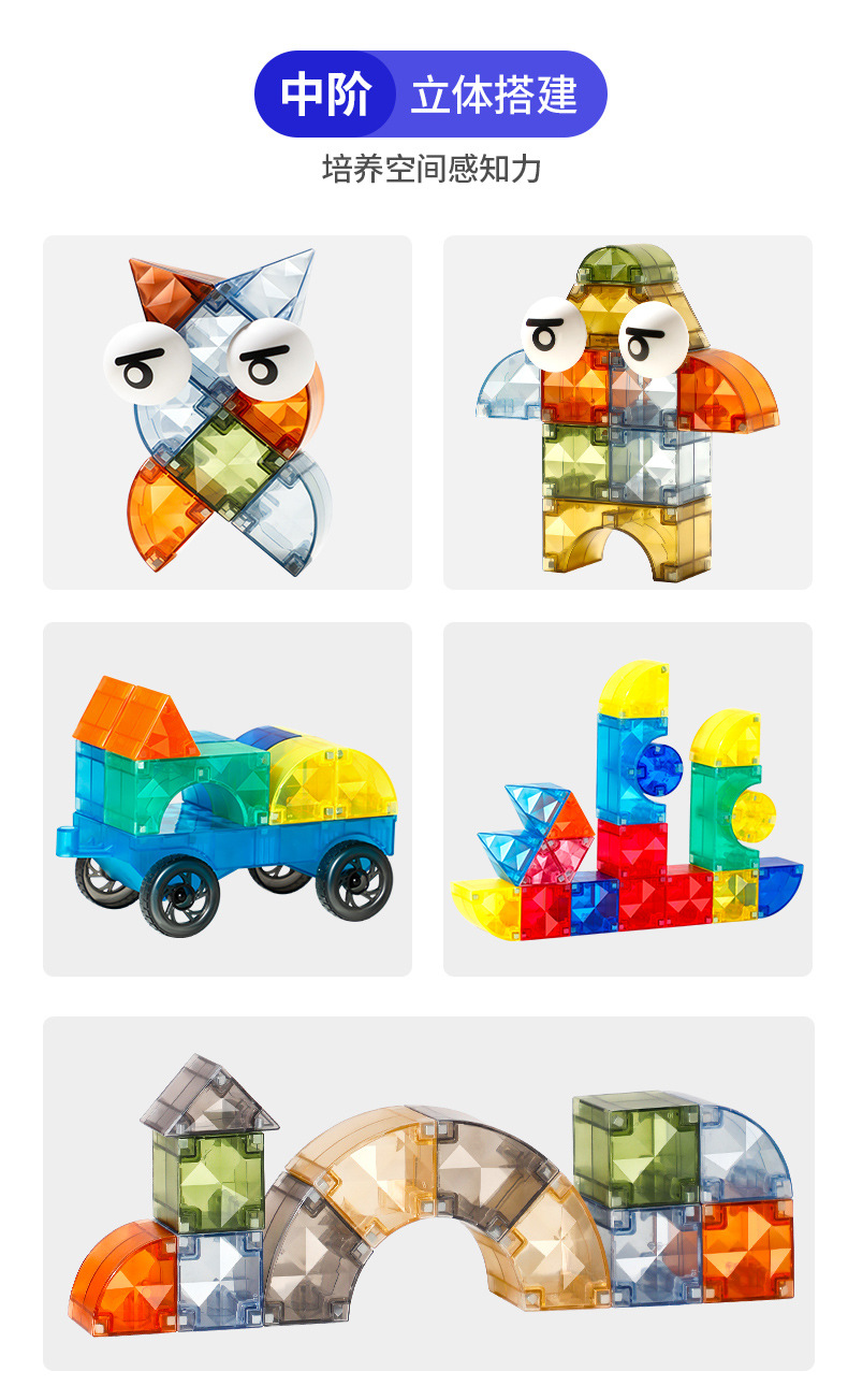 ONSHINE/童年无限3D几何大颗粒磁力积木儿童磁吸立体拼装益智玩具详情9