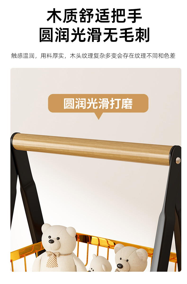 简约置物架家用免打孔厨房多层收纳篮客厅零食可移动小推车置物架详情10