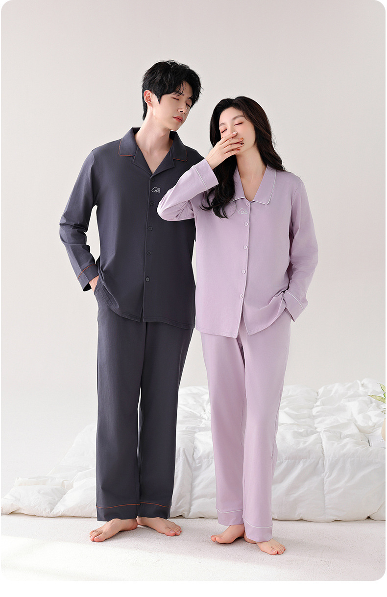纯棉A类长袖春夏款2025新款男女高级感情侣套装可外穿家居服睡衣详情23