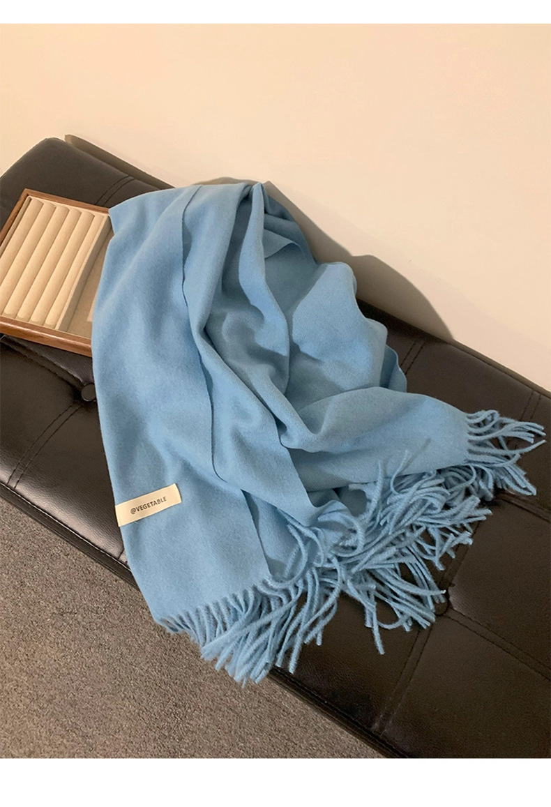 2025新款纯色围巾秋冬双面披肩女百搭氛围感流苏加厚保暖围脖批发详情13