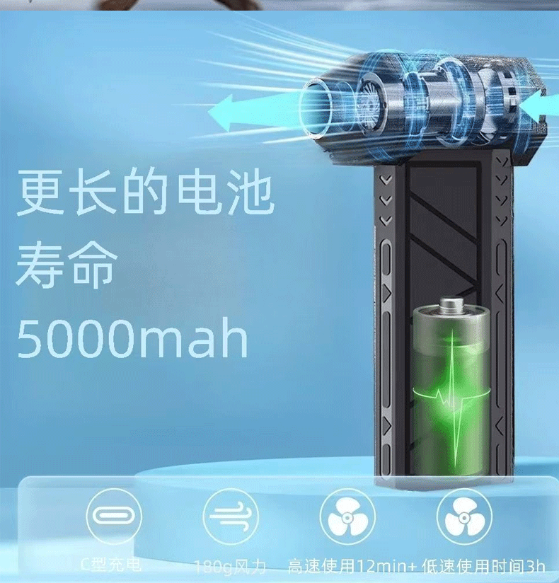 Cross-border bestseller: High-speed violent turbine handheld fan for vacuuming, snow removal, portable outdoor camping, fire blowing pic 5