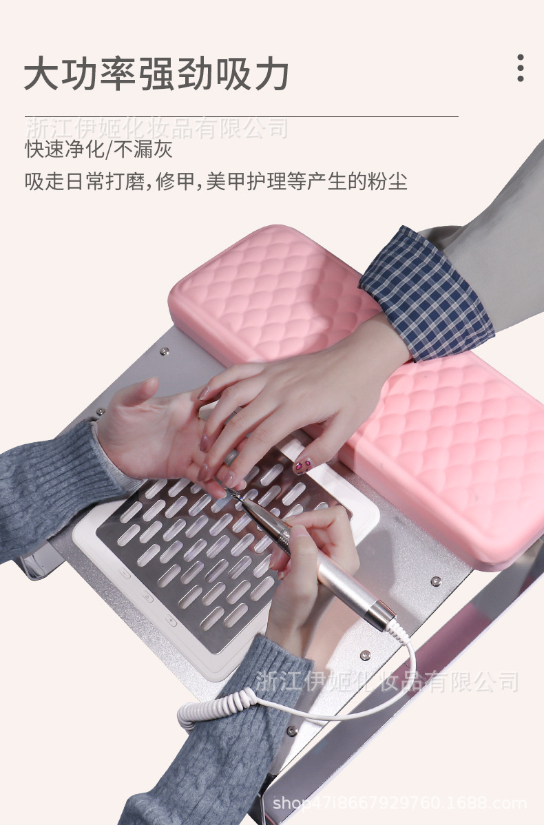 Fabricante de suministro directo uñas almohada de mano aspirador 2 en 1 aspirador turbo sin cepillo aspirador de succión ajustable pedicura soporte pic 4