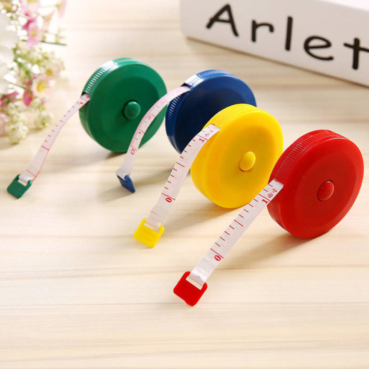 外贸专供迷你便携式圆形可伸缩卷尺测量衣服腰围三围尺子自动卷尺详情10