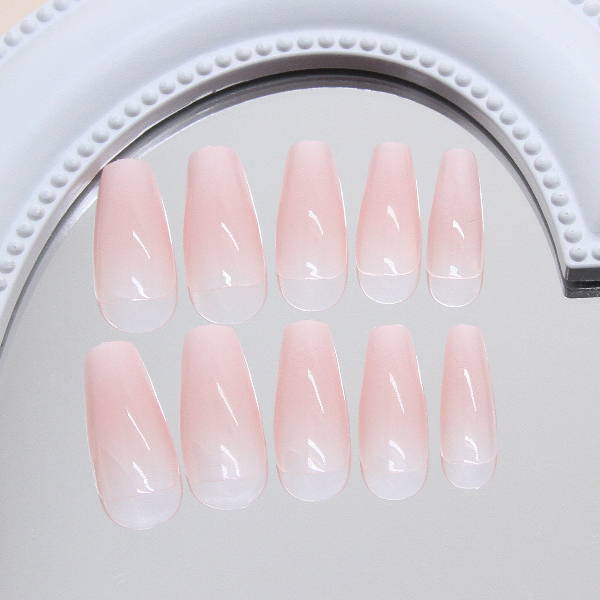Wholesale of wearable nail art patches, long ballet nail, pink and simple gradient color false nails, 24 pieces with gradient pic 21
