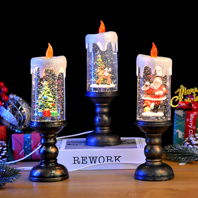 圣诞中号注水蜡烛创意小风灯夜灯摆件圣诞礼物圣诞元素内景带音乐详情1