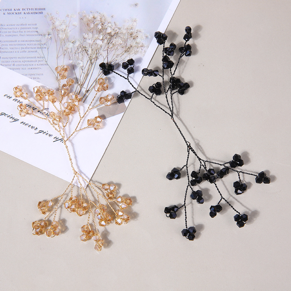 厂家手工纽丝水晶珠花铜丝树枝叶子古风发饰头饰配件编织立体配饰详情5