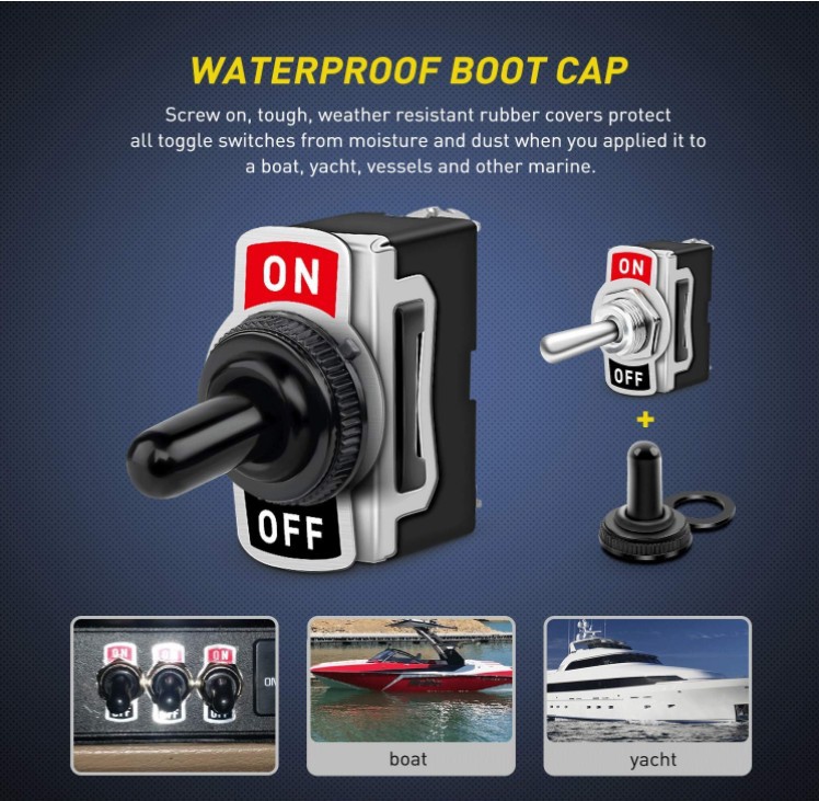 KN3(C)-101A car joystick toggle switch 20A two-pin self-locking power button switch with waterproof cover pic 4