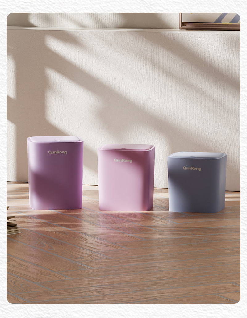 高颜值简约按压弹盖垃圾桶家用卫生间厨房大号大容量带盖卫生桶详情18