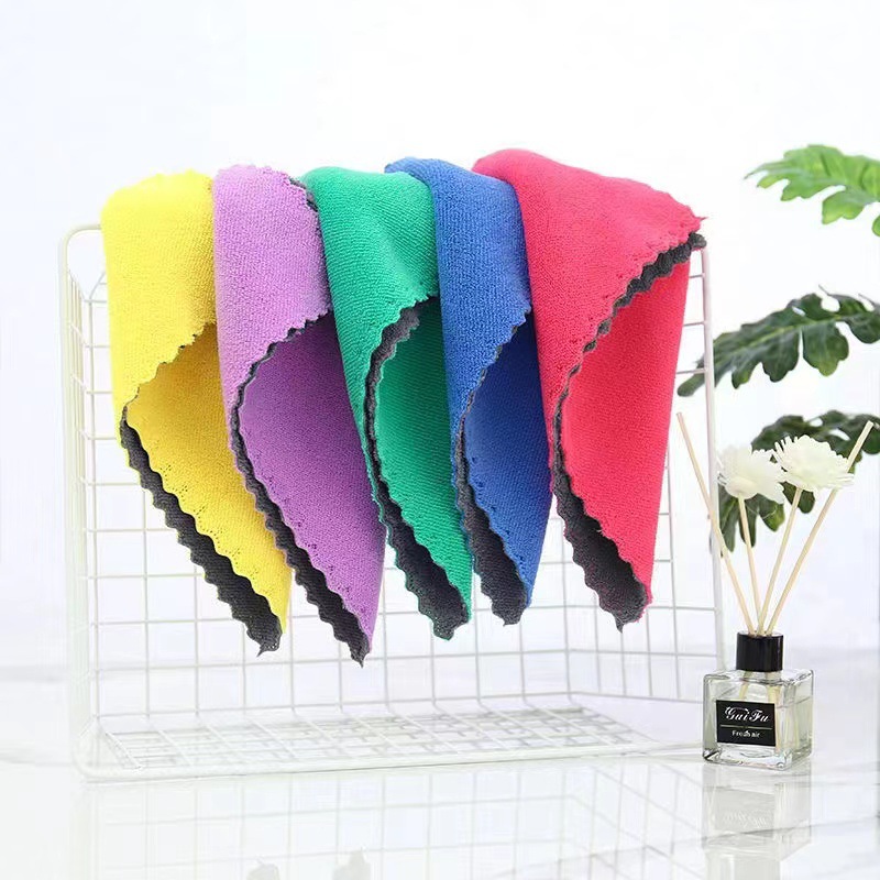 【 No. 2-12 】 Coral Fleece Edge Cleaning Cloths 2000 per piece, kitchen Absorbent cleaning cloths, dishcloths, hand towels, Scouring pads, Two-color edge Coral Fleece cleaning square towels, wholesale for one yuan pic 6