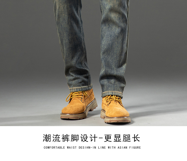 High-end straight-leg jeans for men, 2025 new spring and autumn stretch casual men's long pants, warm fleece pants pic 17