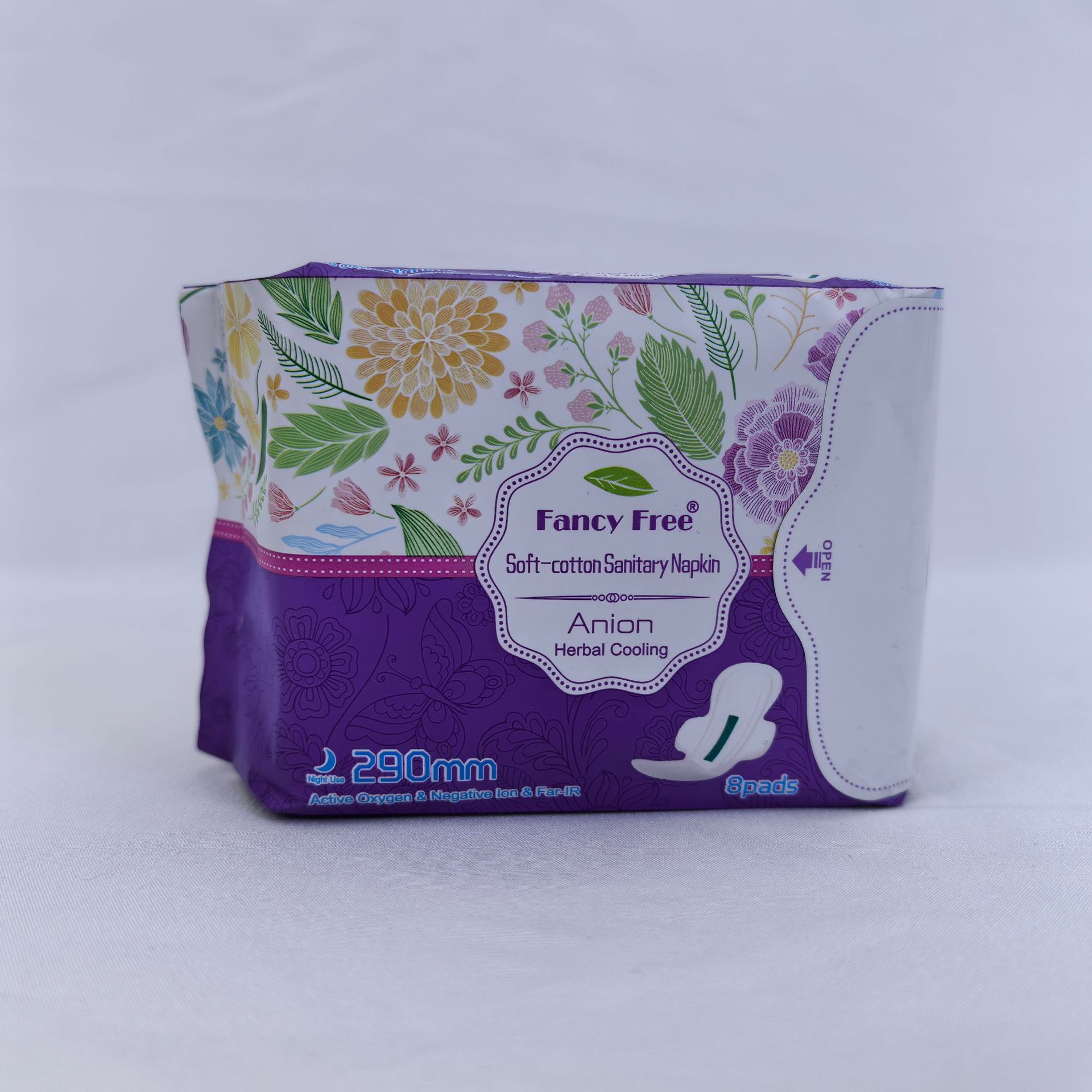 Fancy Free超薄卫生巾290mm8片紫色铝膜袋装日用夜用整箱批发详情6
