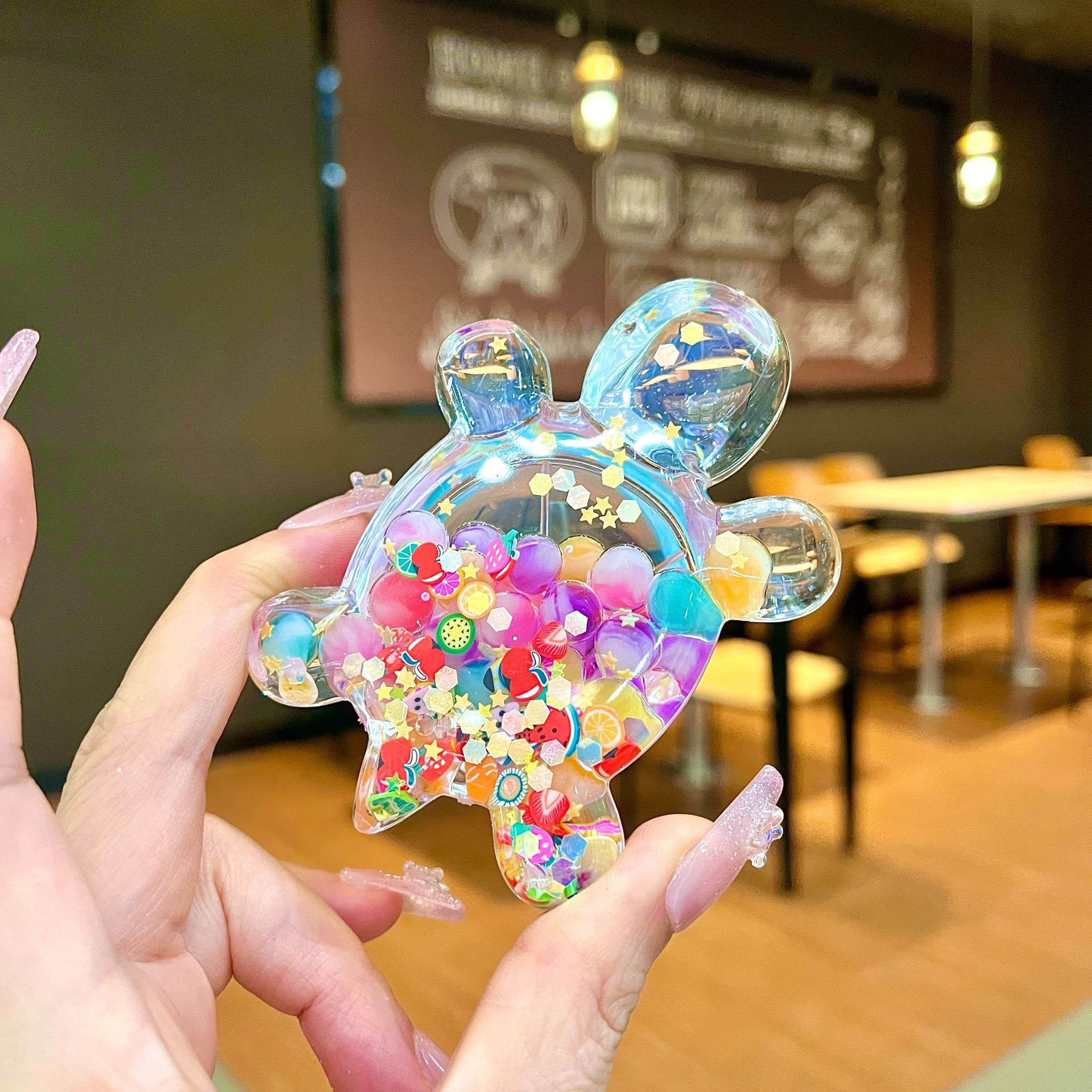 网红爆款夜光流沙大号炫彩爆闪乌龟摆件diy盲盒盲袋创意饰品摆台详情16