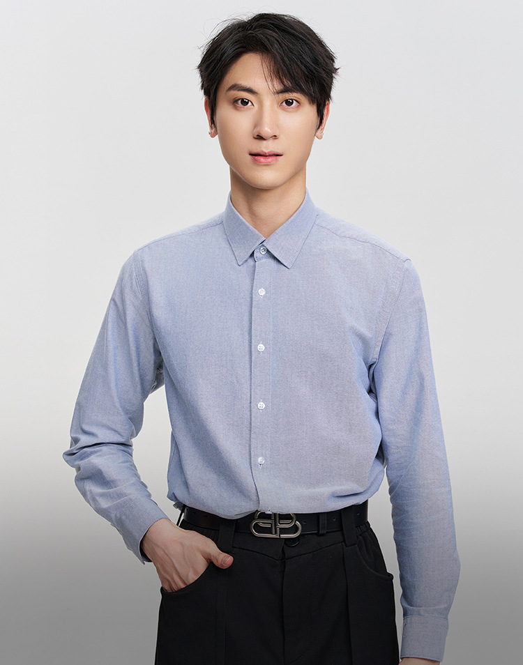 牛津纺全棉衬衫男士长袖免烫抗皱酵素水洗商务休闲女式白衬衣工装详情5