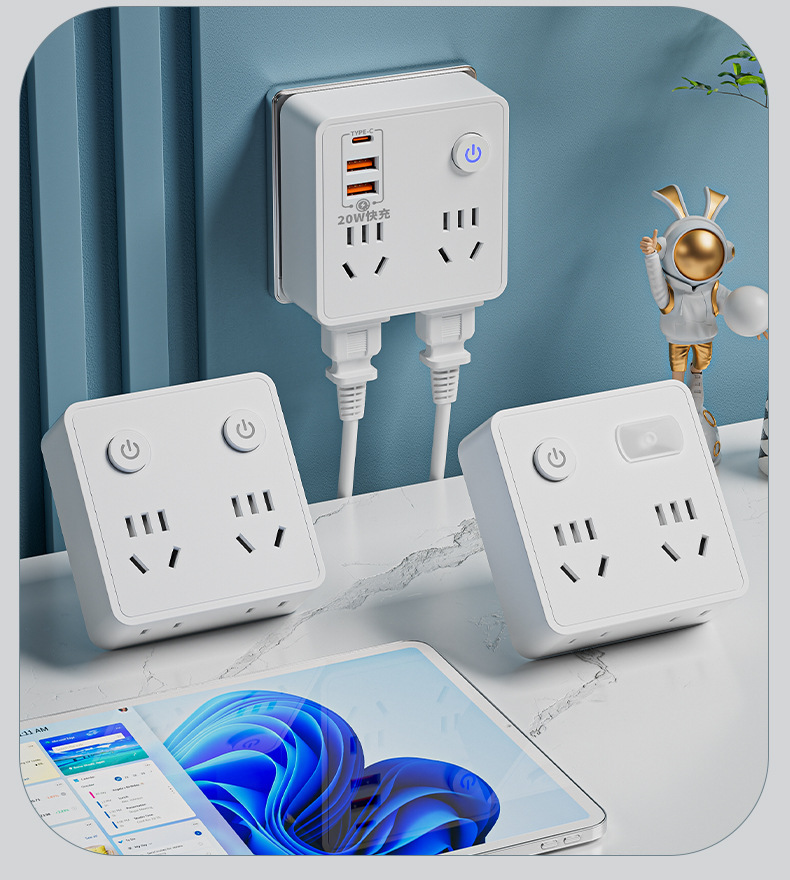 86-type home converter socket usb port multi-hole safe electricity night light compact wireless socket power strip pic 16