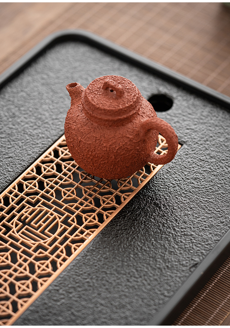 Chinese retro-style magnetic tea tray for water storage and drainage, simple Gongfu tea set, office draining tea table, dry brewing tea saucer pic 10