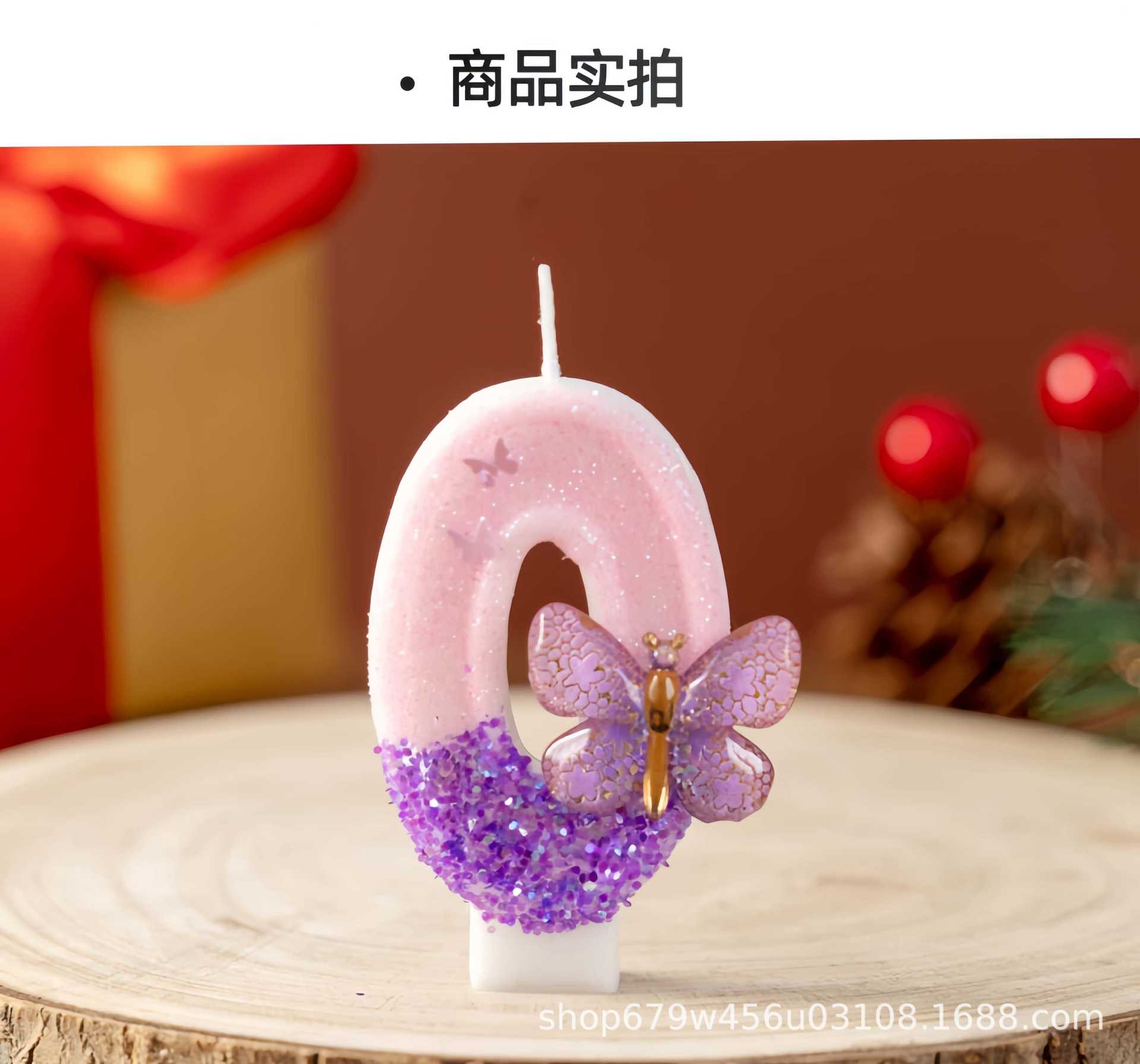 蝴蝶数字生日蜡烛0-9供跨境亚马逊希音蛋糕派对装饰庆生手工蜡烛详情6