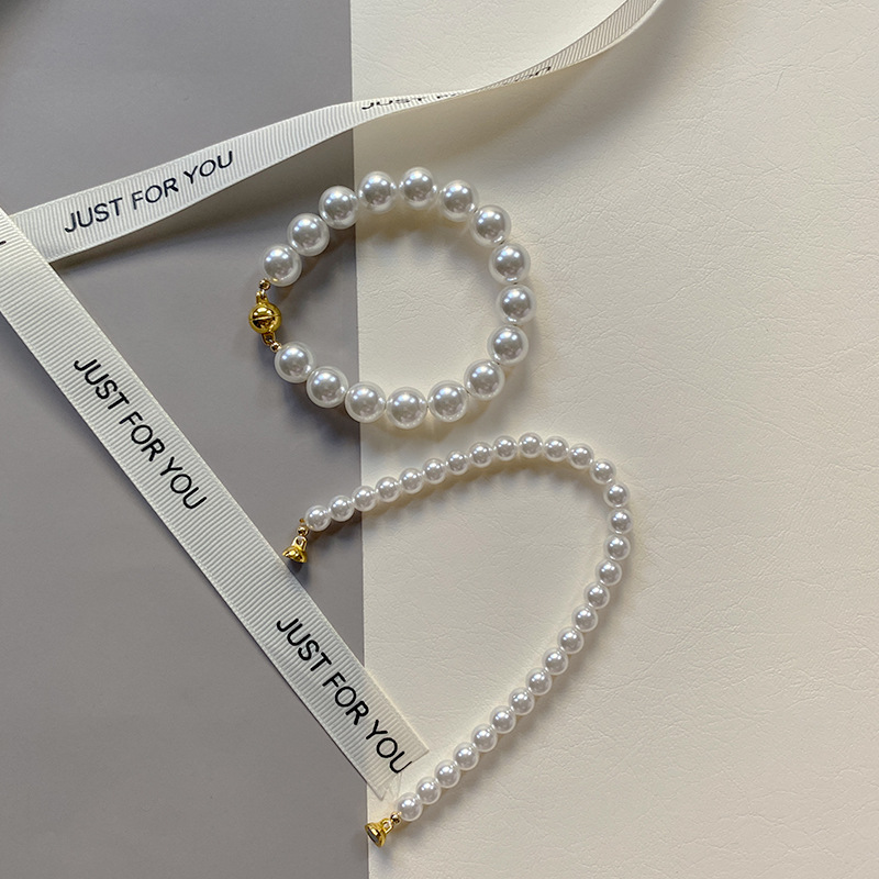 This is a trendy accessory for women, featuring a strong Australian white round magnetic pearl bracelet. It exudes a light luxury, niche and high-end vibe pic 22