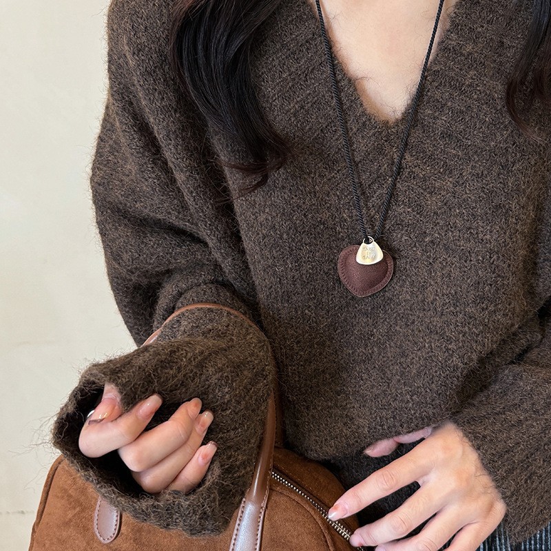 ins博主牛仔爱心细绳项链2024新款时尚潮流毛衣链小众简约颈链女详情3